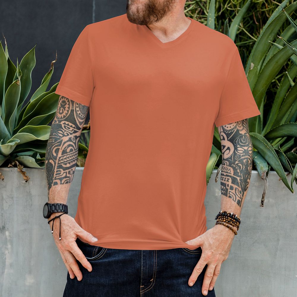 T-shirt mockup, editable men's fashion, clothing design 