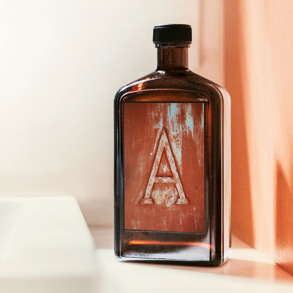 Whiskey bottle mockup, product packaging