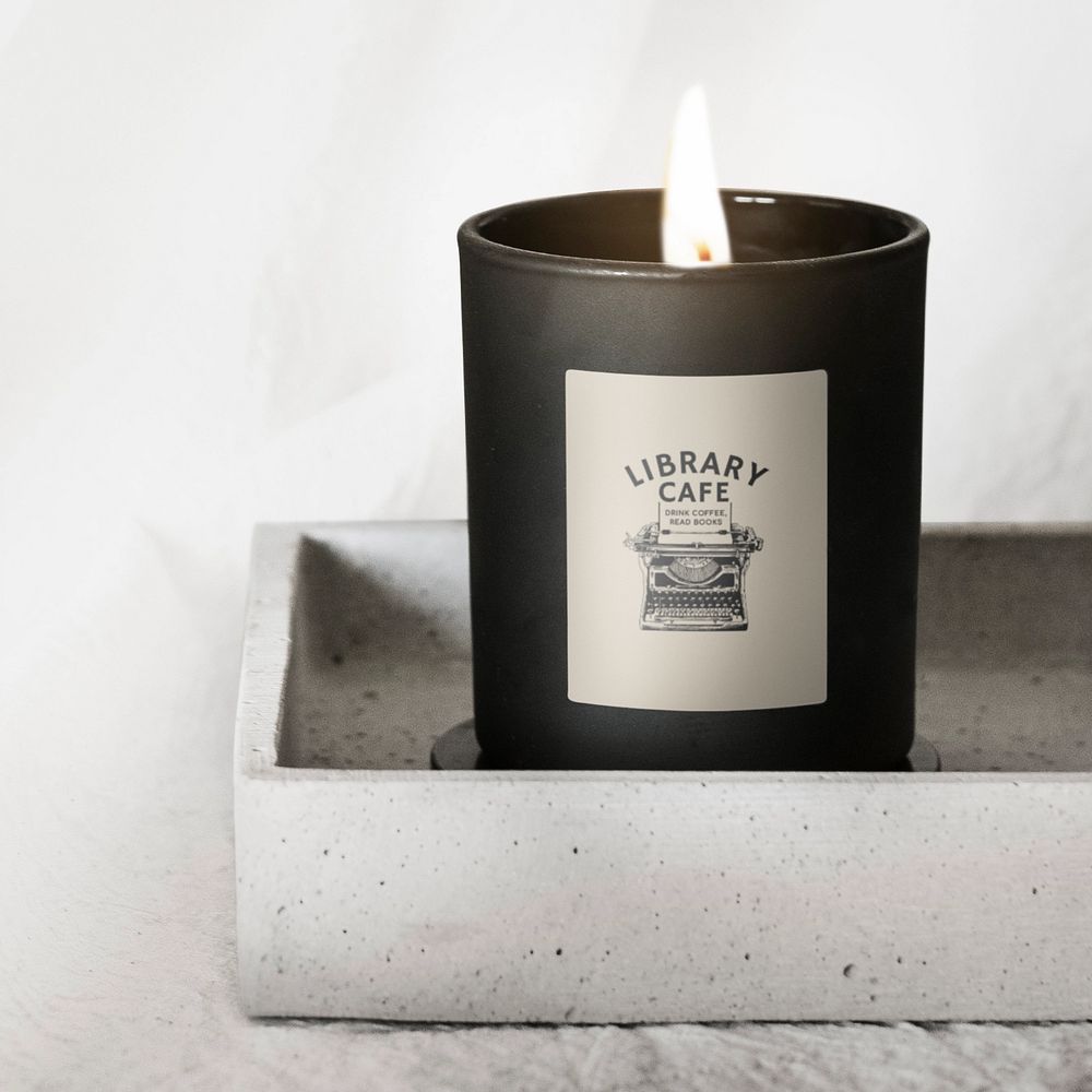 Scented candle label mockup, aromatic product