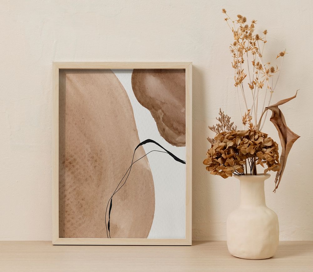 Photo frame mockup, aesthetic home decor