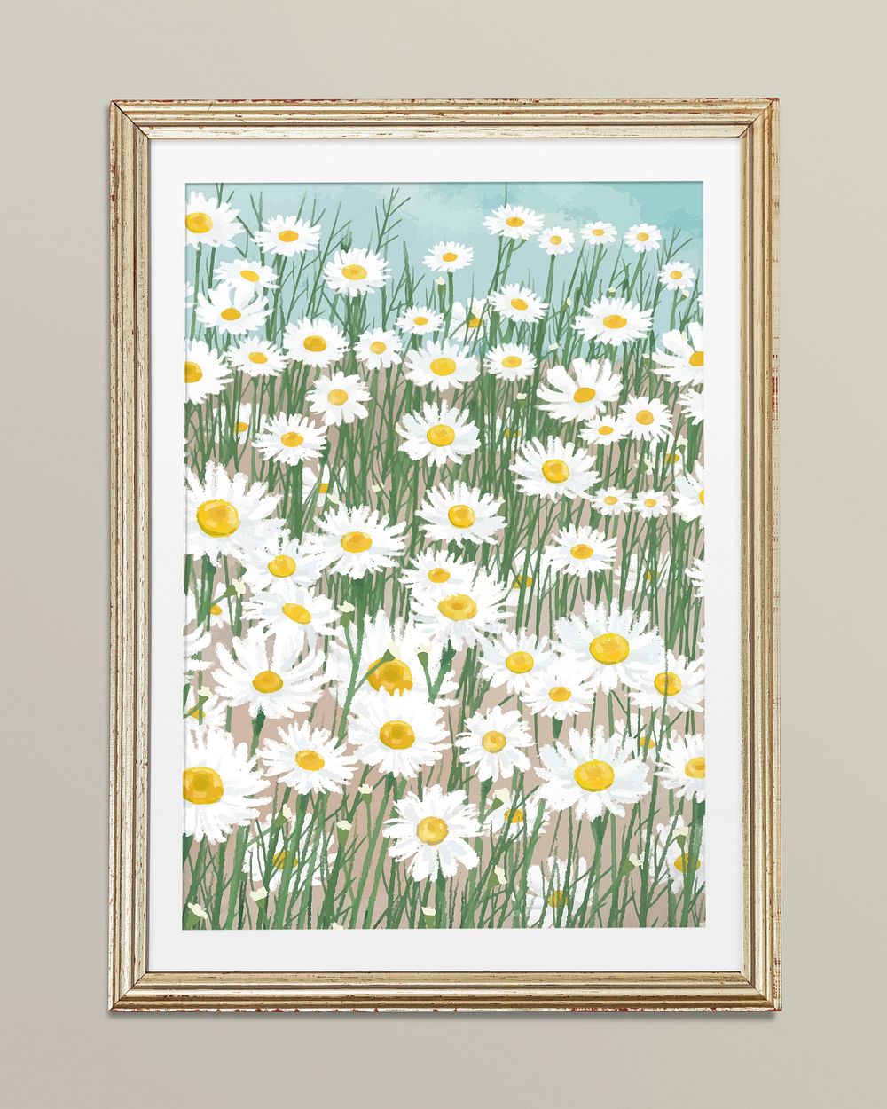 Gold frame editable mockup, flower design 