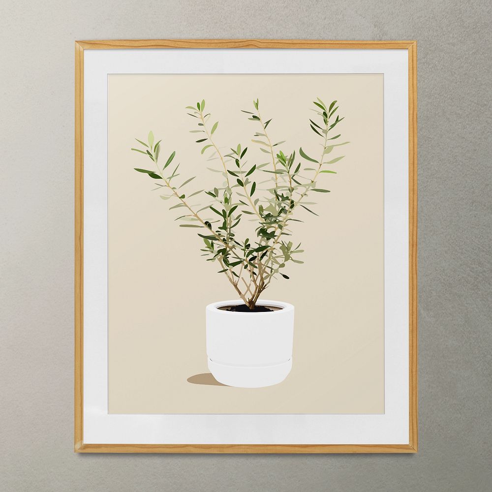 Gold frame editable mockup, plant design 