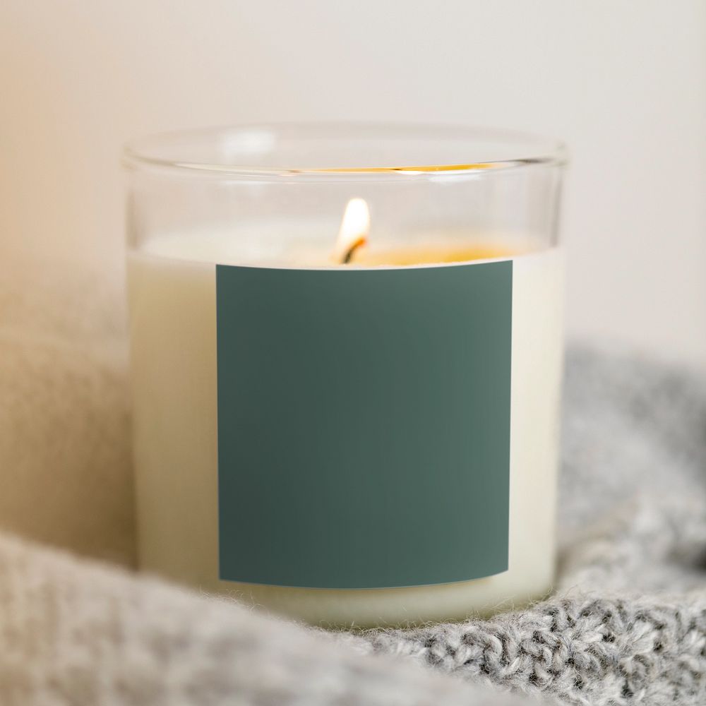 Candle label editable mockup, creative product design