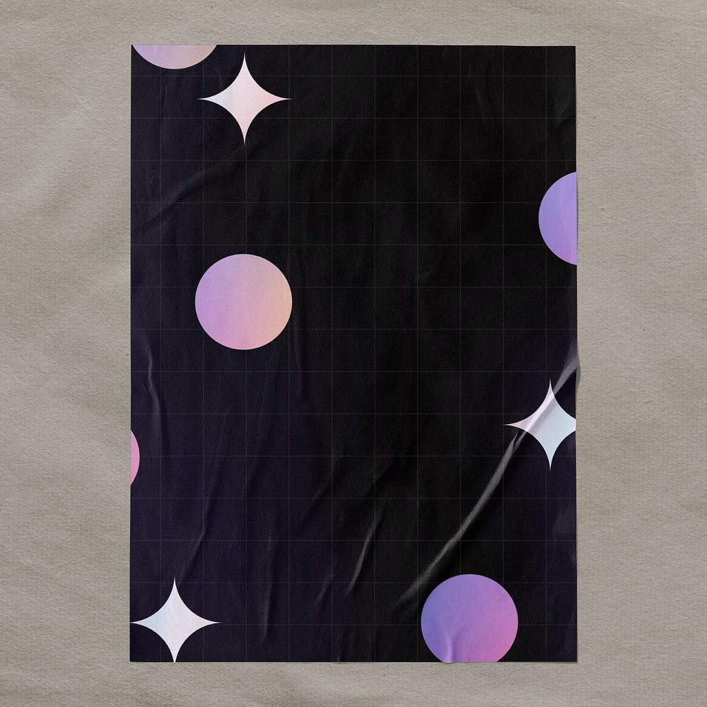 Wall poster mockup, glued paper texture, editable design