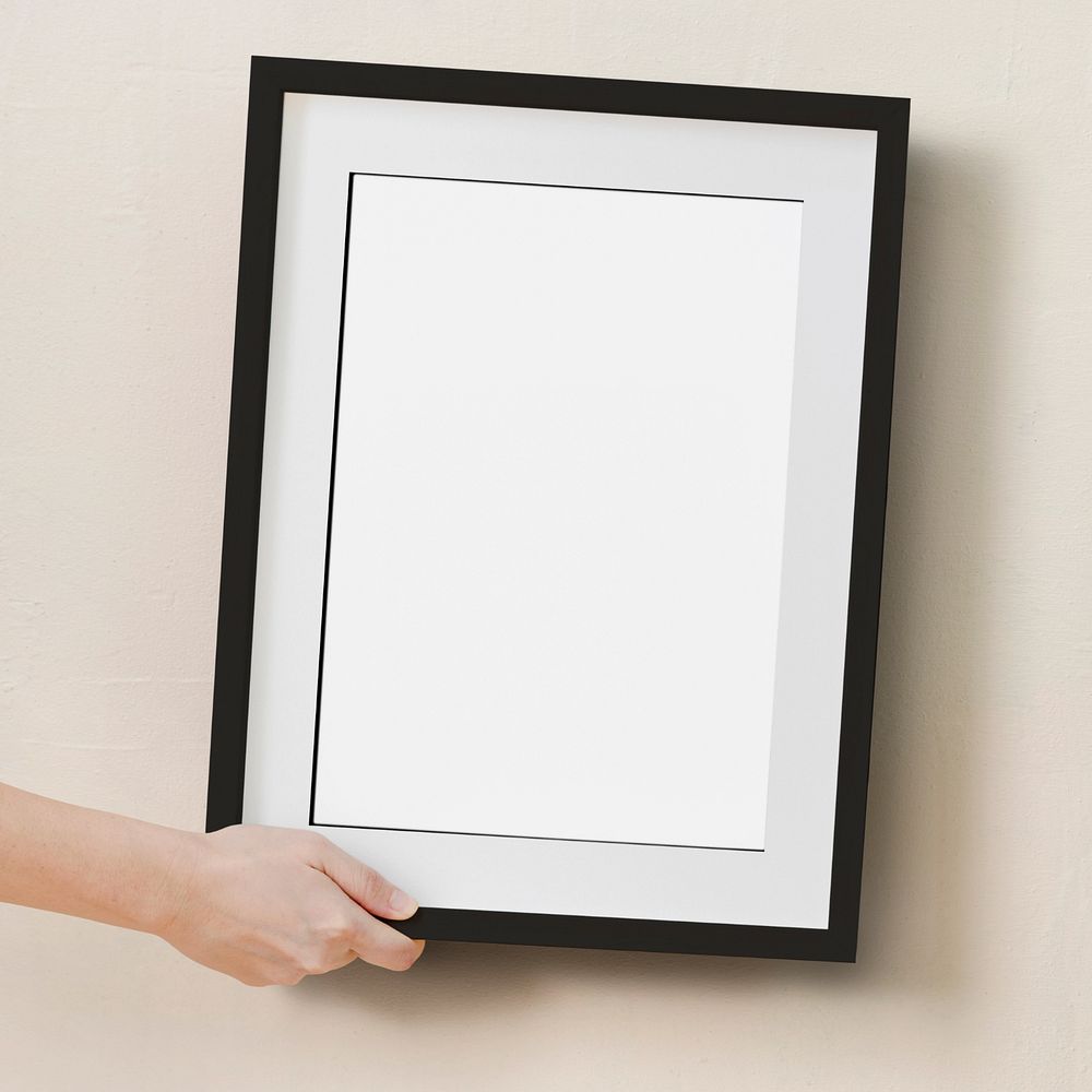 Black photo frame mockup, editable design