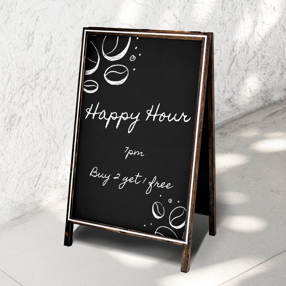 Chalkboard sign png mockup, cafe, restaurant ad