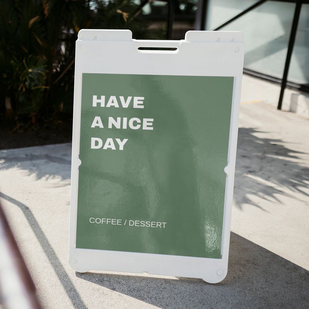 Cafe A sign mockup, coffee shop