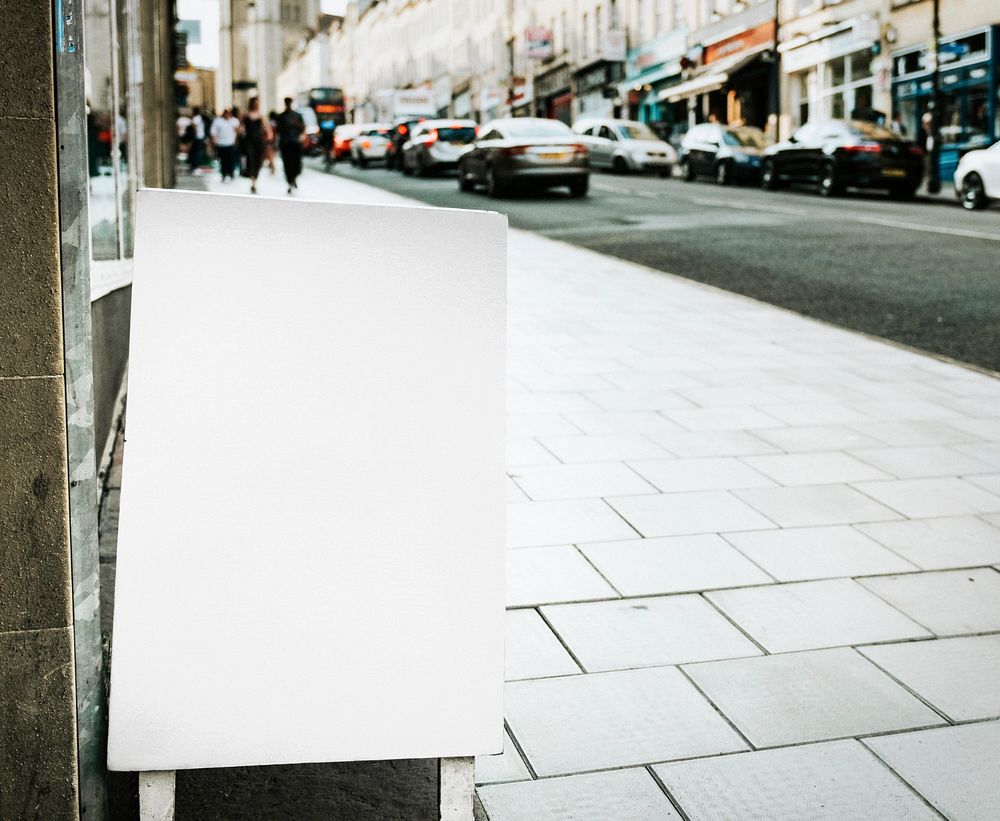 Street shop sign mockup, editable design