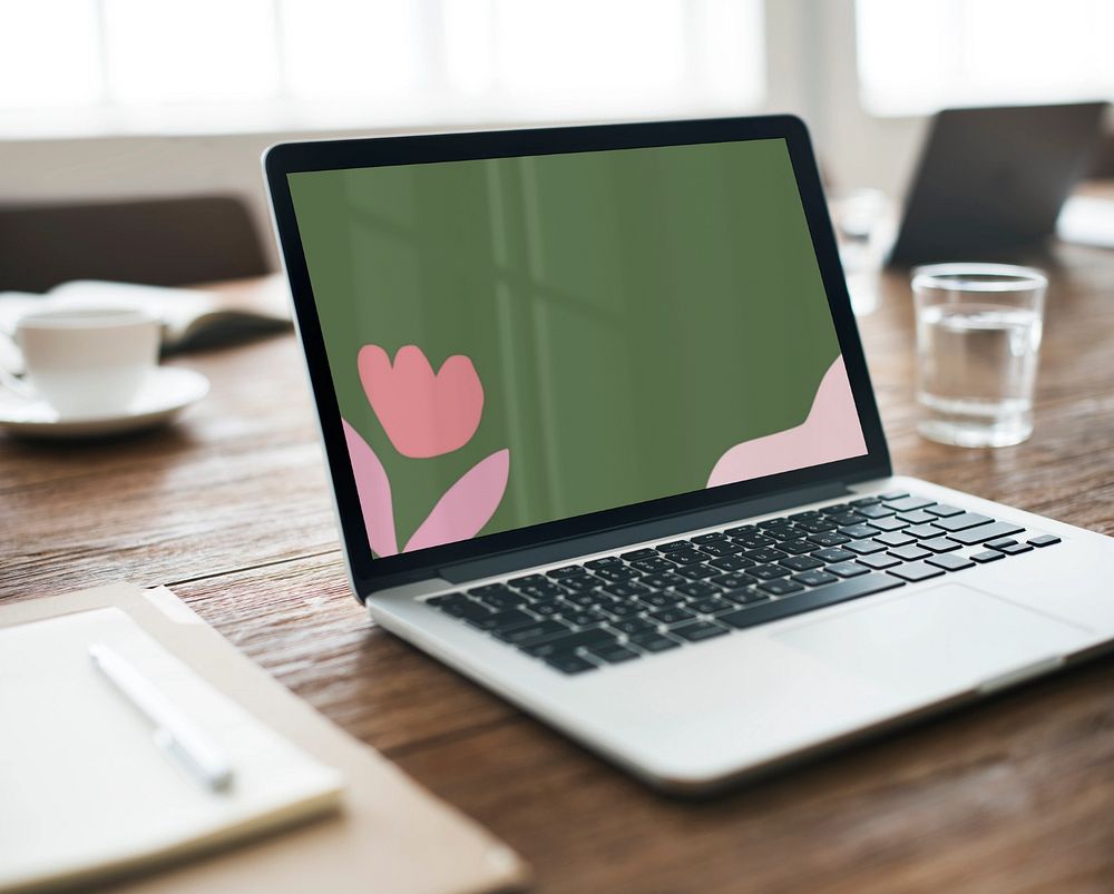 Laptop screen mockup, workspace, editable design