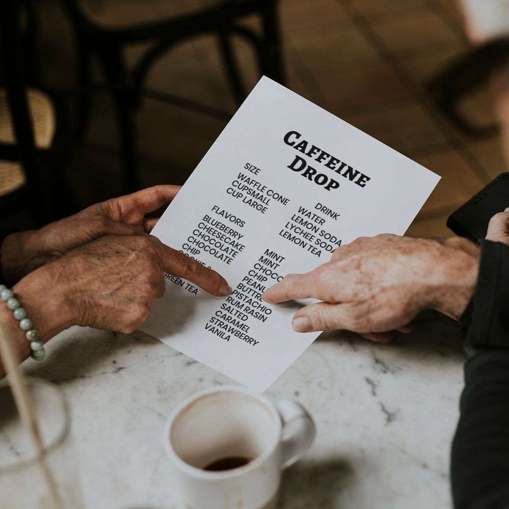 Brunch menu card mockup, realistic paper