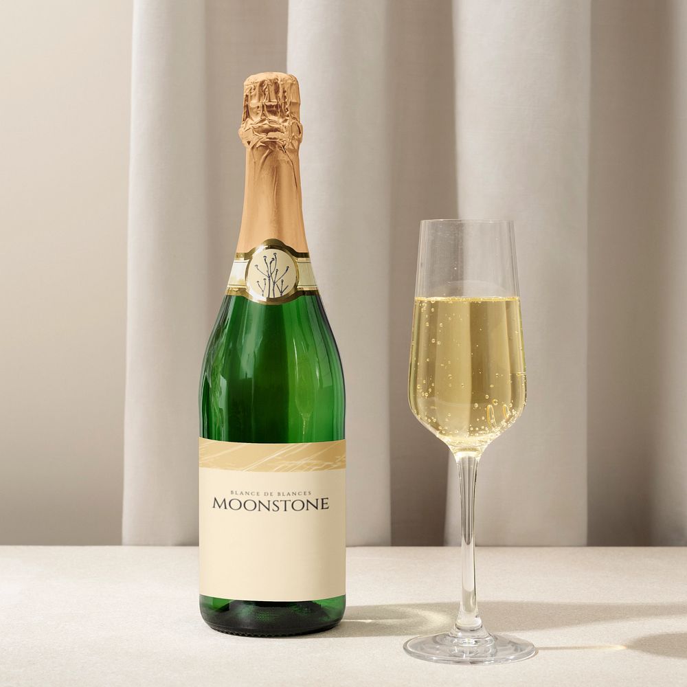 Champagne bottle mockup, product packaging design