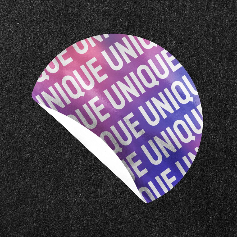 Round sticker mockup, editable text 