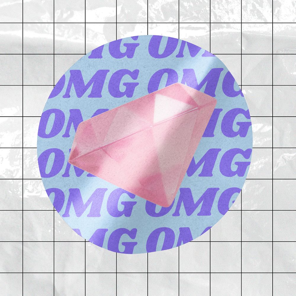 Badge sticker mockup, aesthetic diamond