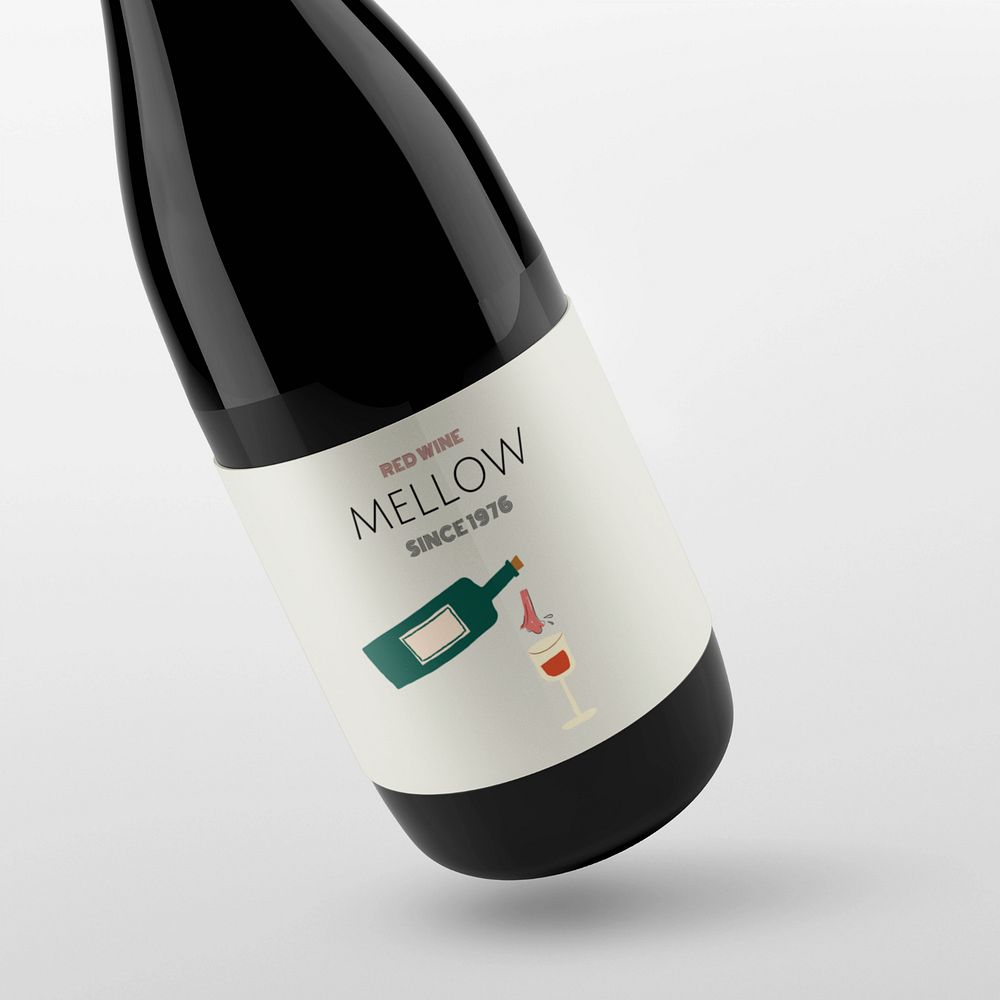 Wine label mockup, editable bottle design