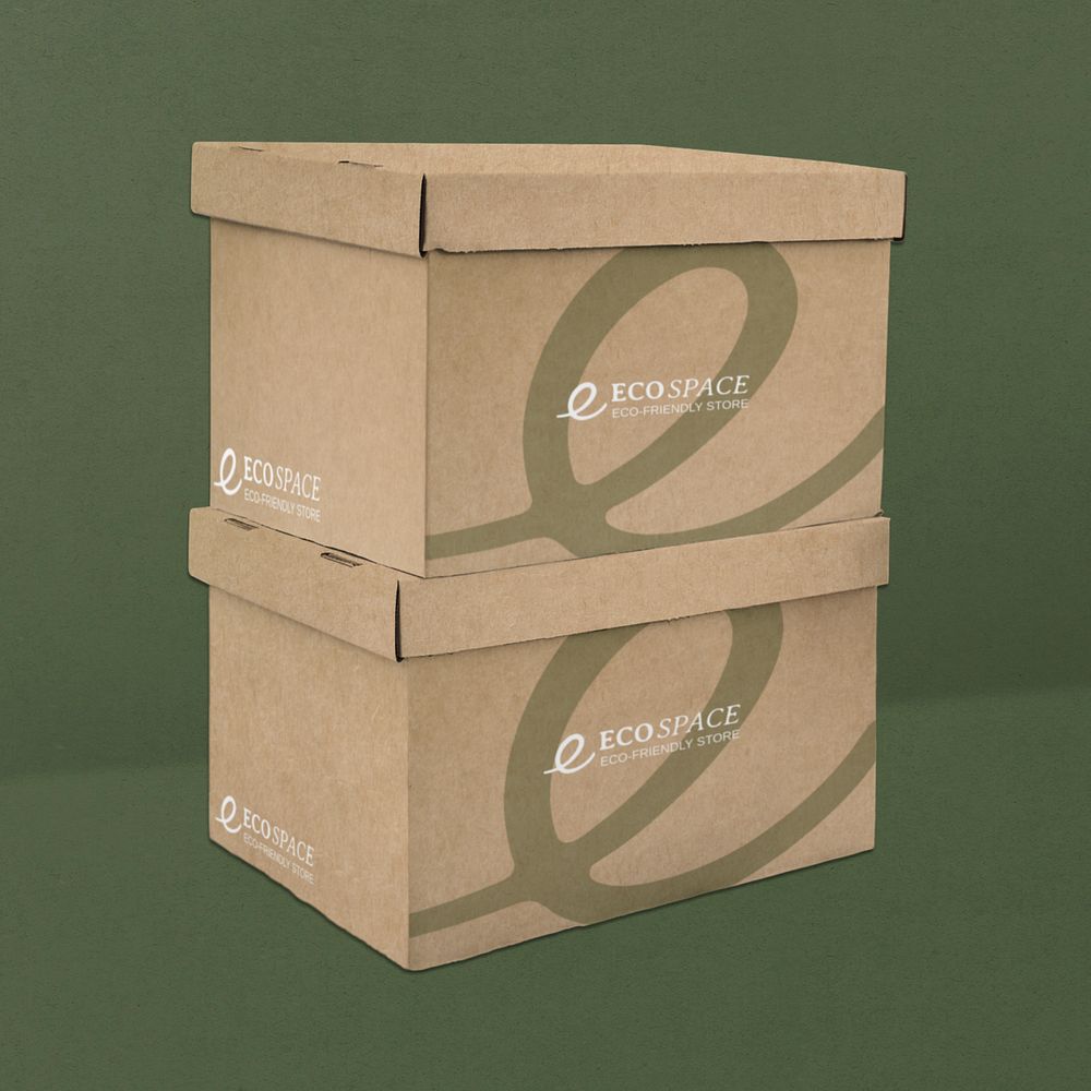 Moving box mockups, editable design
