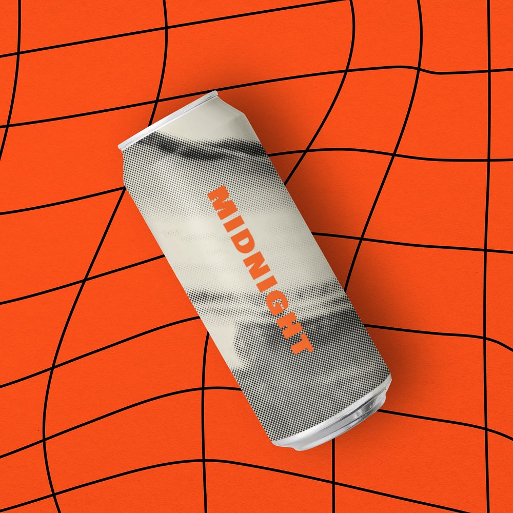 Soda can mockup, beverage packaging design