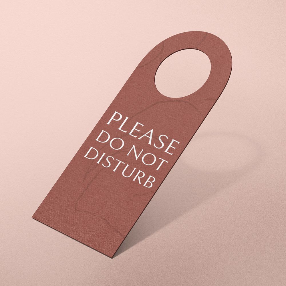 Door hanger mockup, brown 3D rendering design