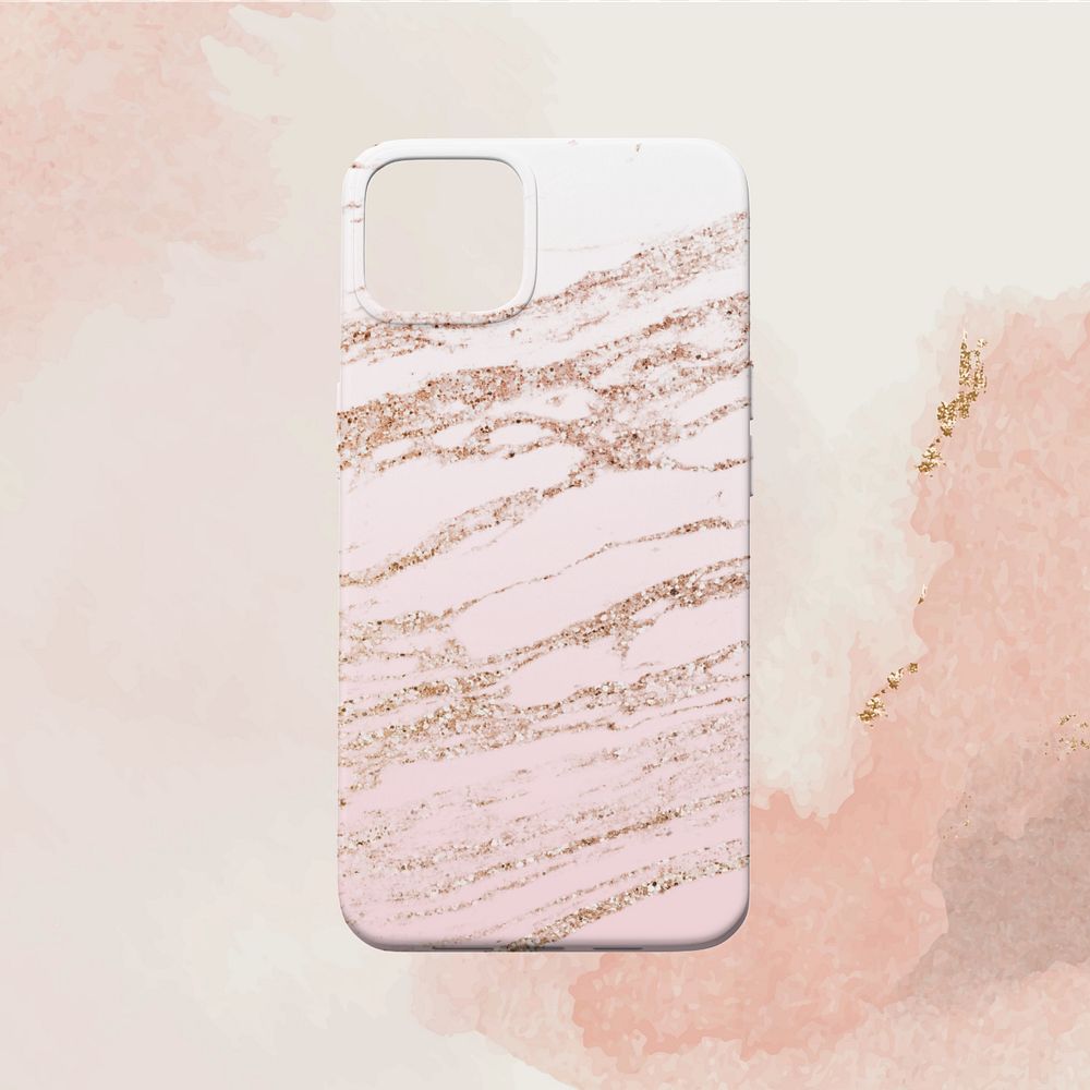 Pink phone case mockup, editable design 