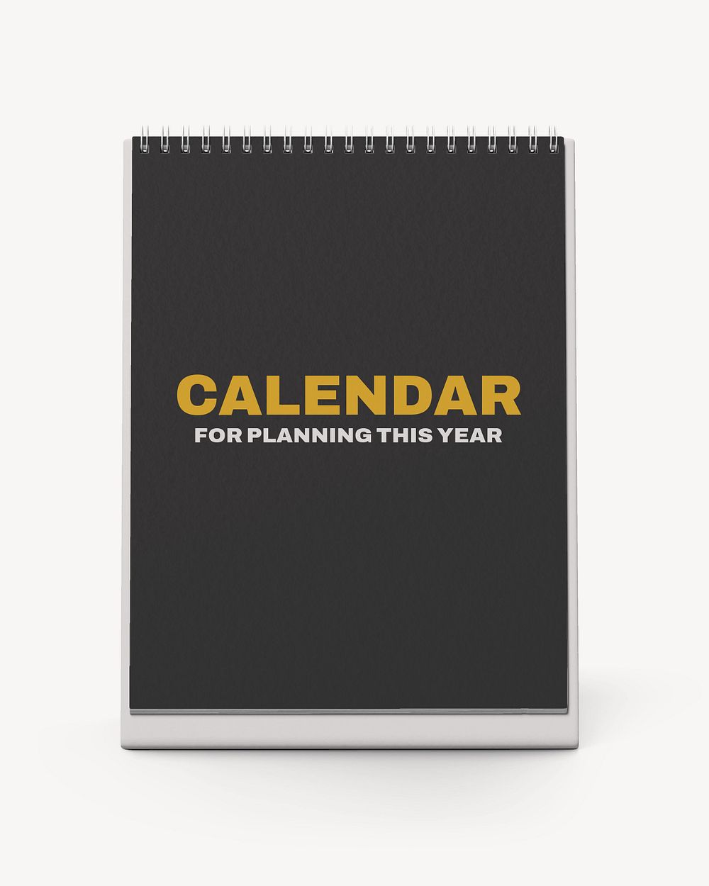 Desk calendar mockup, black 3D design 