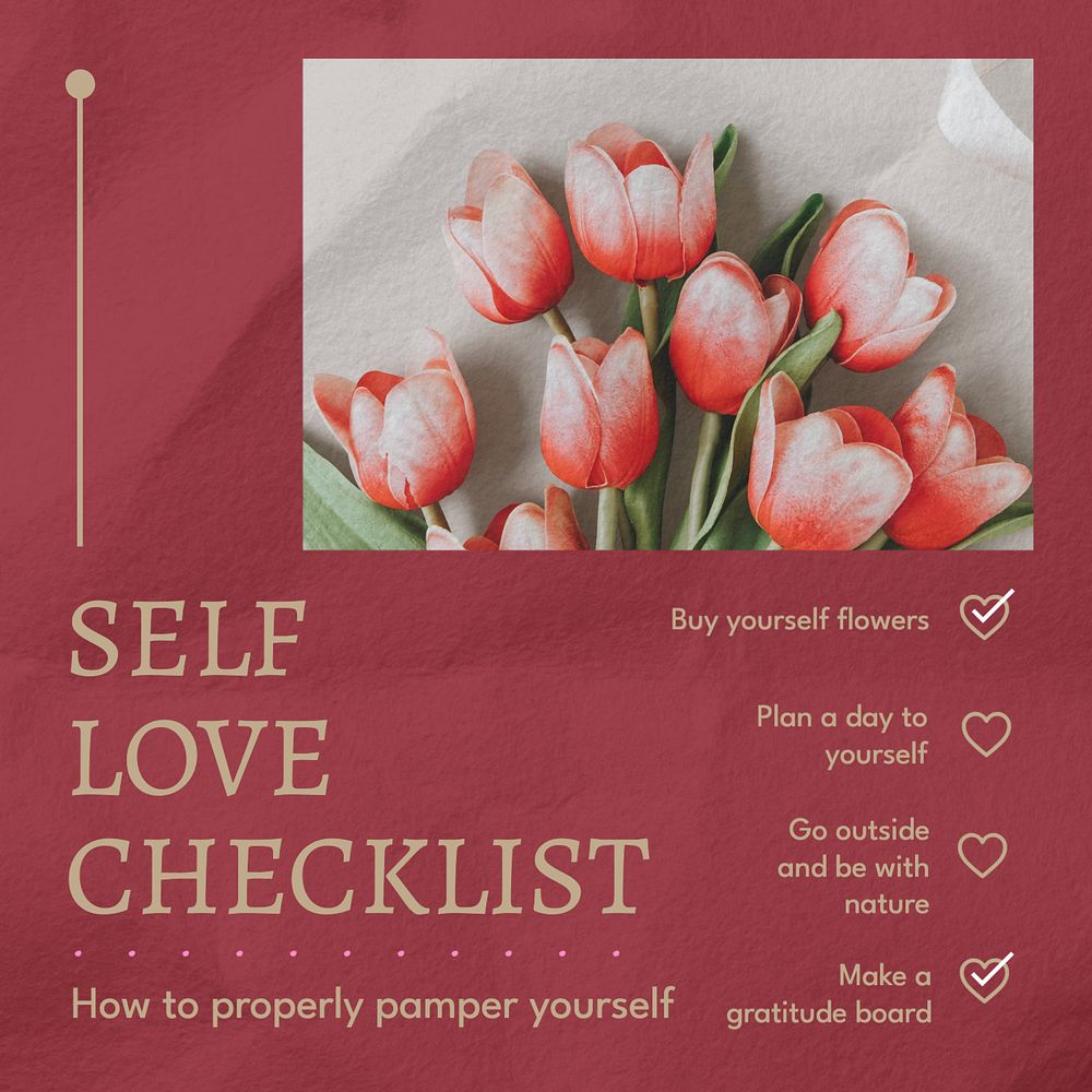 Self love checklist Instagram post template