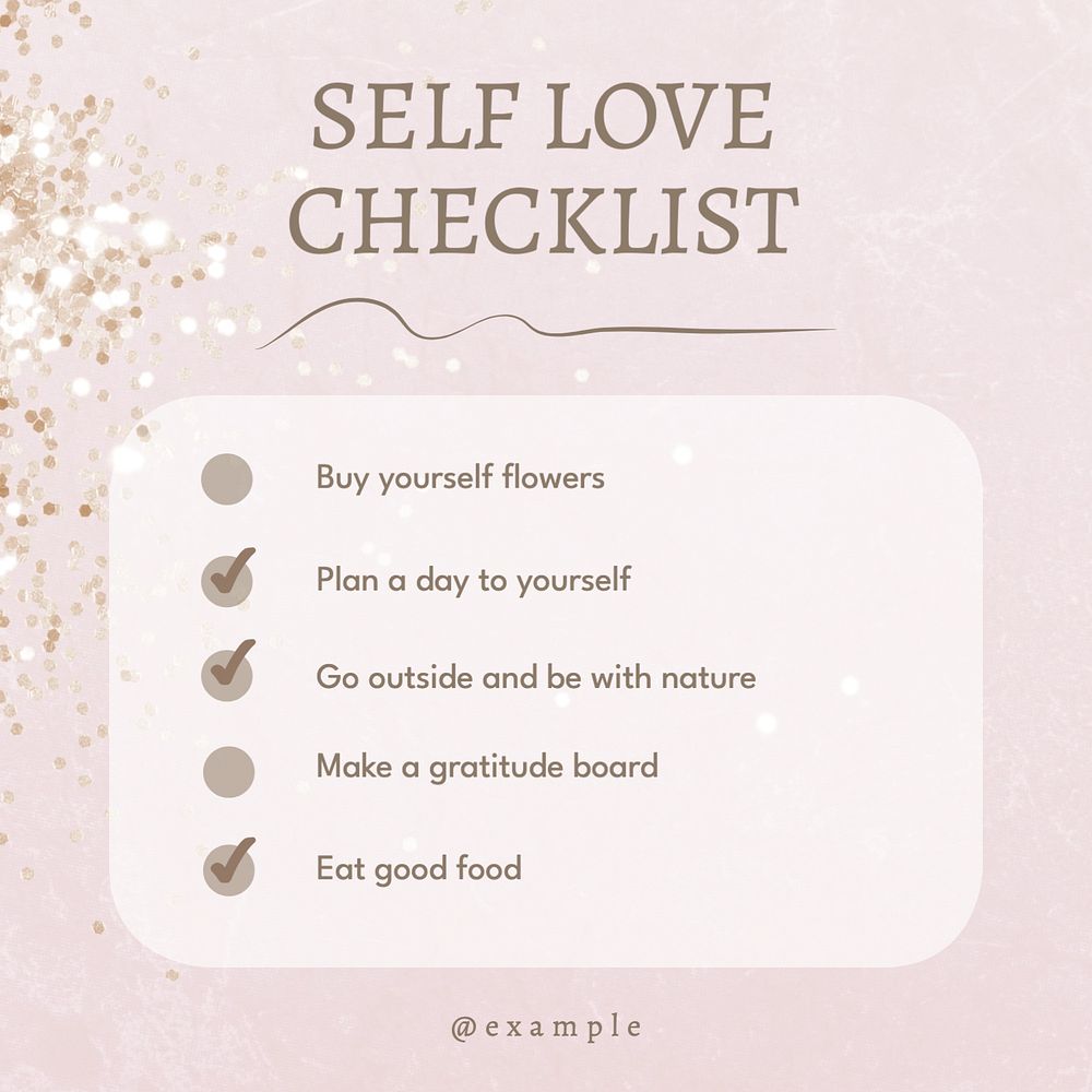 Self love checklist Instagram post template