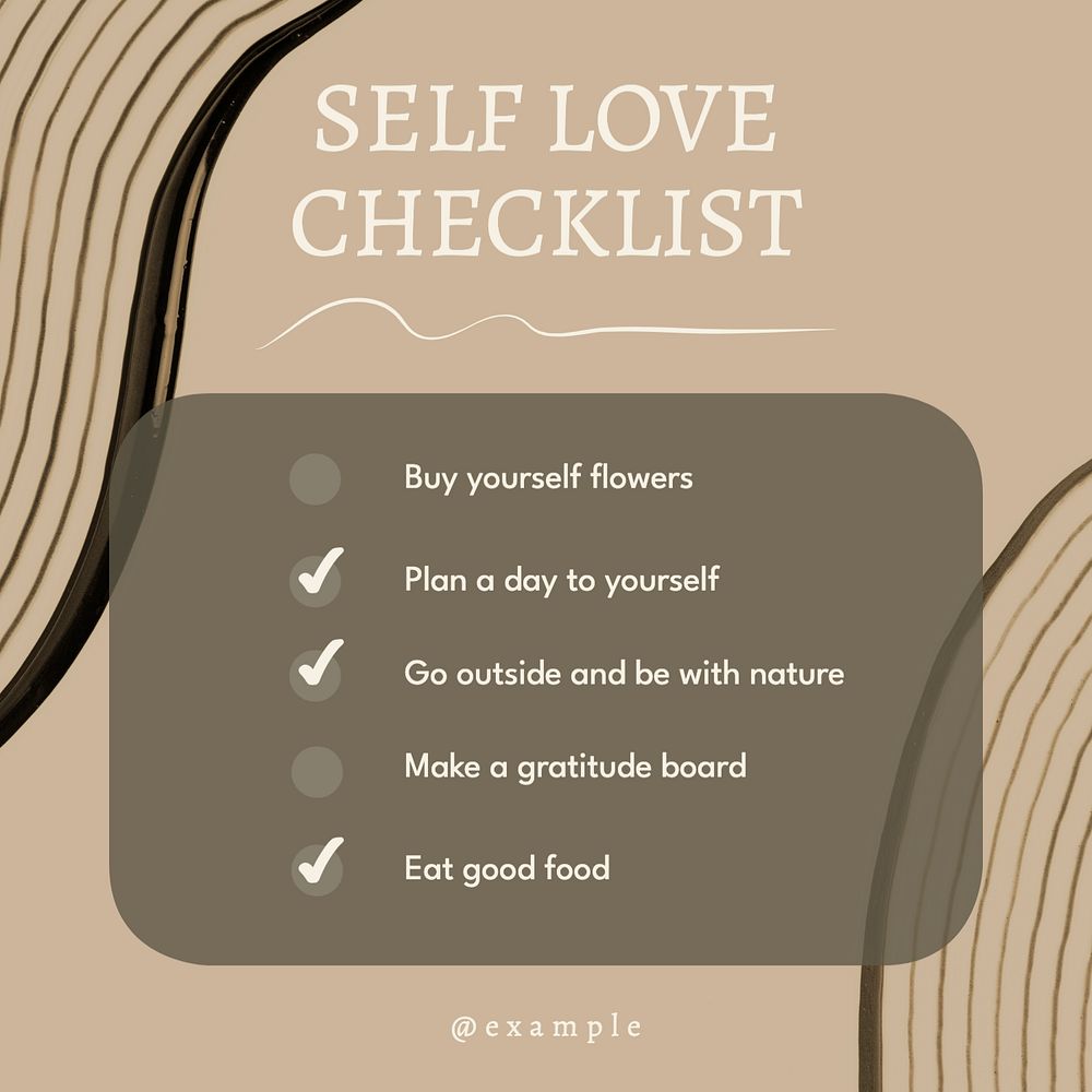 Self love checklist Instagram post template