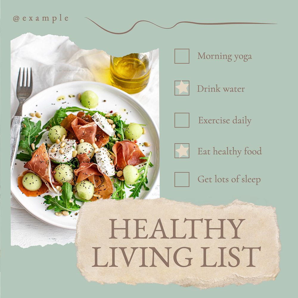 Healthy living list Instagram post template