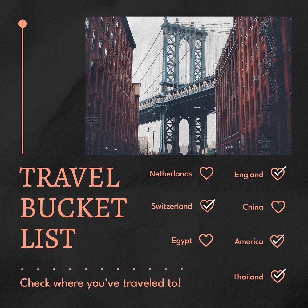 Travel bucket list Instagram post template