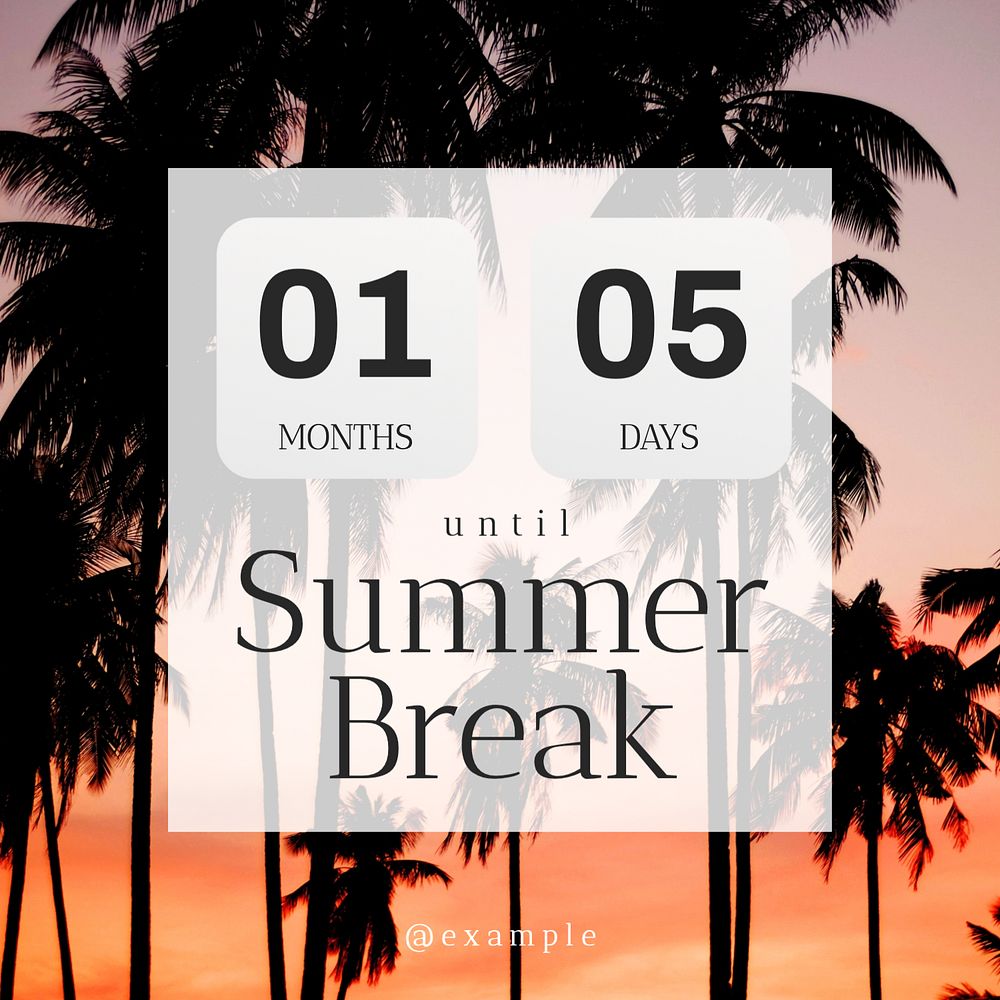 Summer break countdown Instagram post template