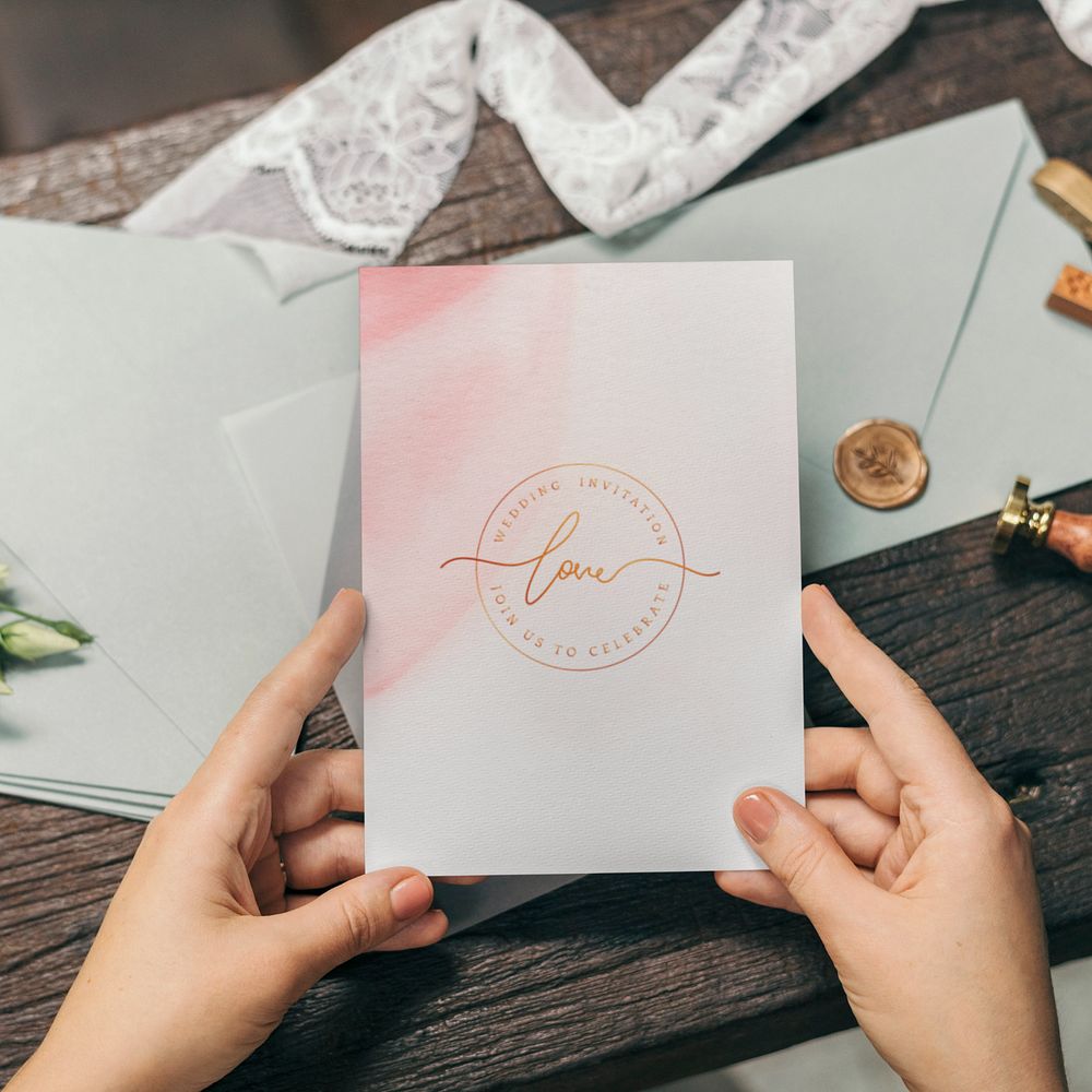 Aesthetic wedding invitation card mockup