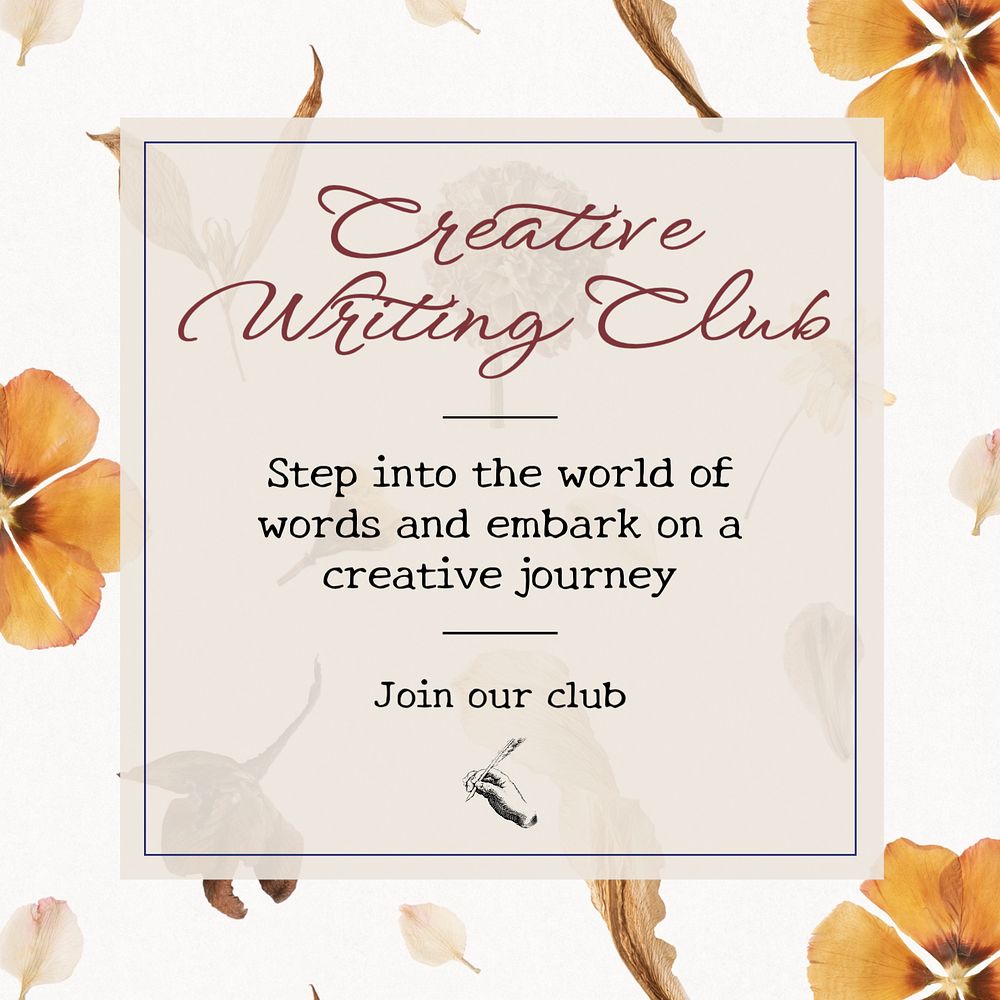 Creative writing club Instagram post template