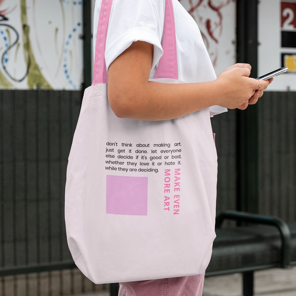 Editable pink tote bag mockup