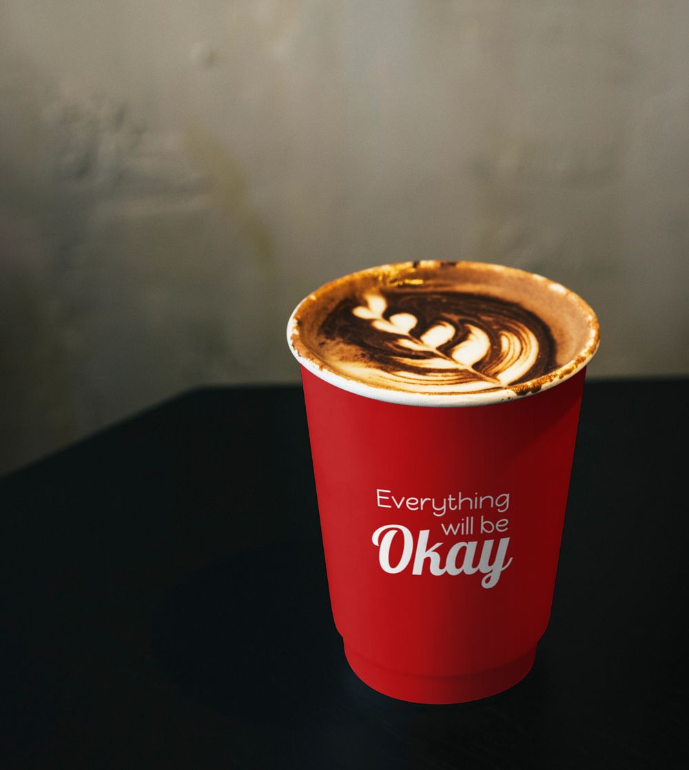 Red disposable coffee cup mockup, editable eco-friendly product design