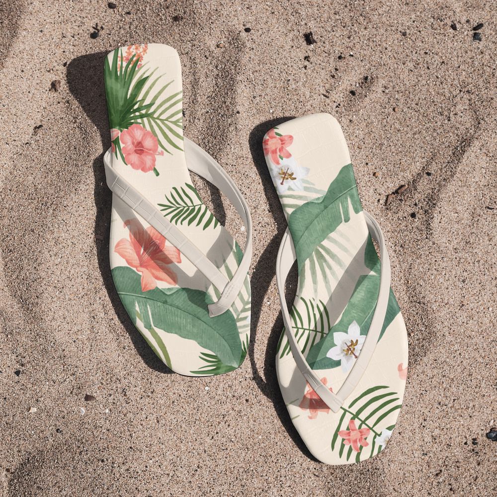 Women's flip-flops mockup, editable Summer footwear design