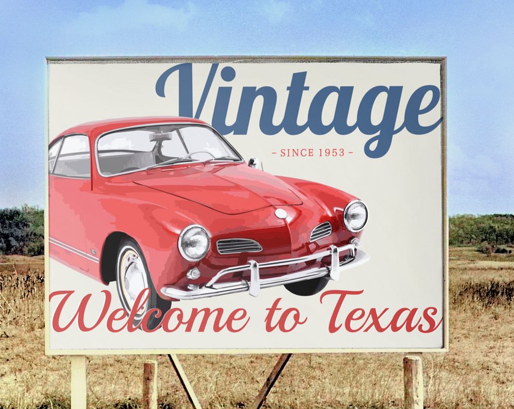 Retro billboard mockup, editable design 