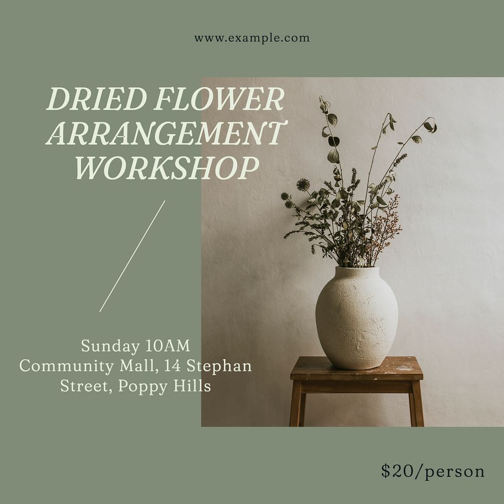 Flower arrangement workshop Instagram post template