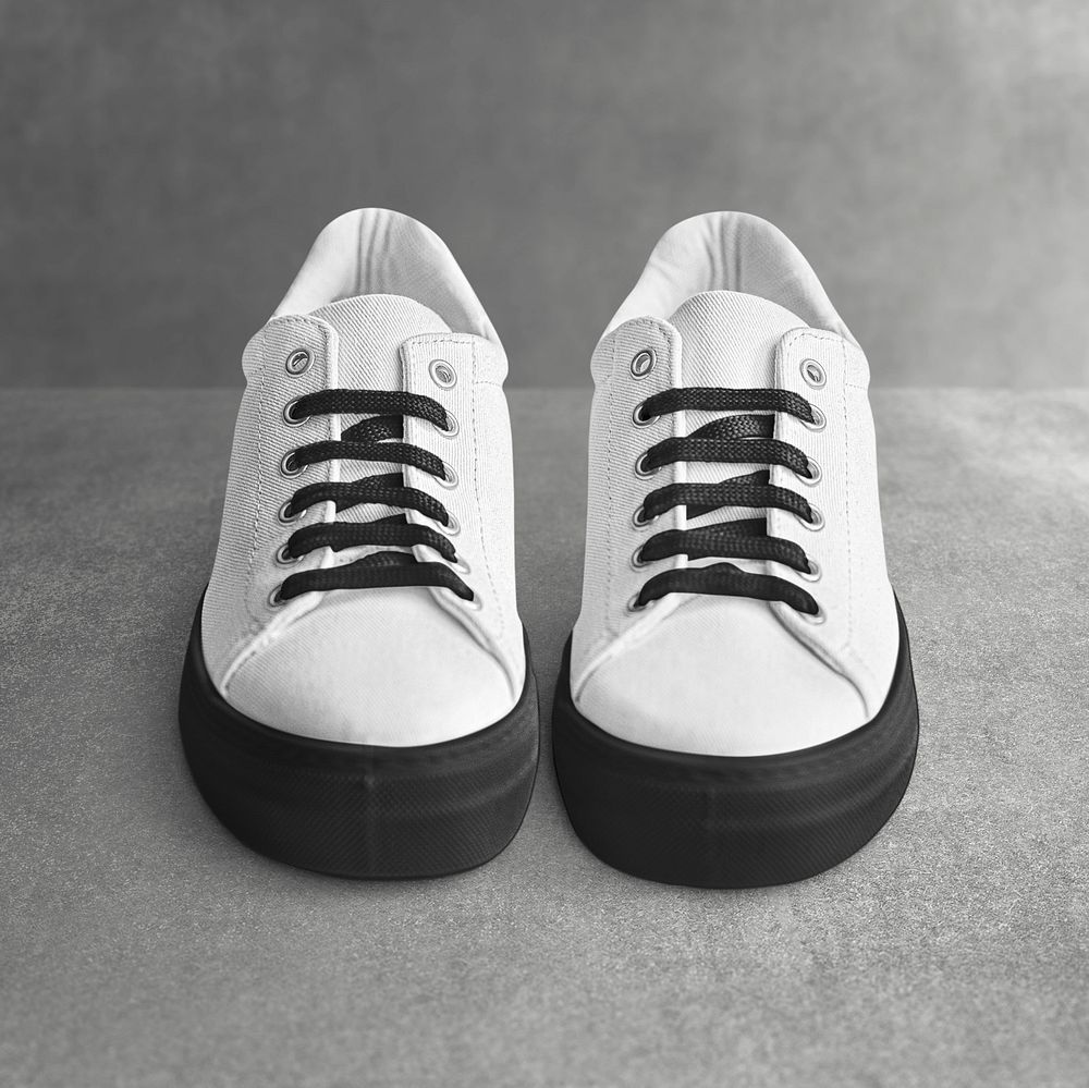 White canvas sneakers mockup, editable unisex fashion