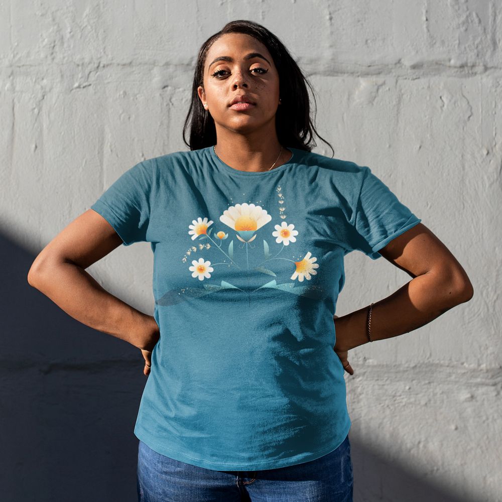 Women's t-shirt mockup, editable casual fashion design