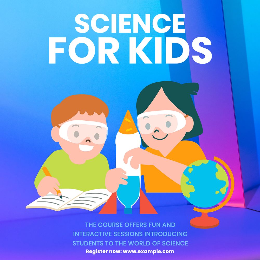 Kids science class Facebook post template