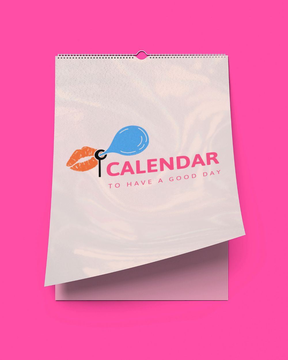 Wall calendar mockup, pink 3D rendering design 