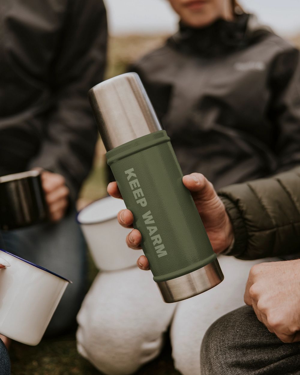 Thermal bottle mockup, outdoor activity