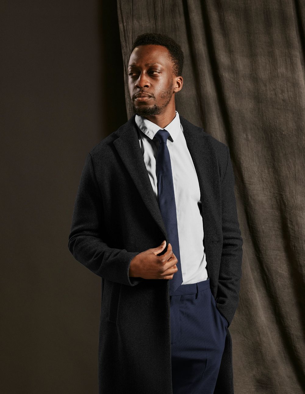 Coat mockup, businessman apparel photoshoot 