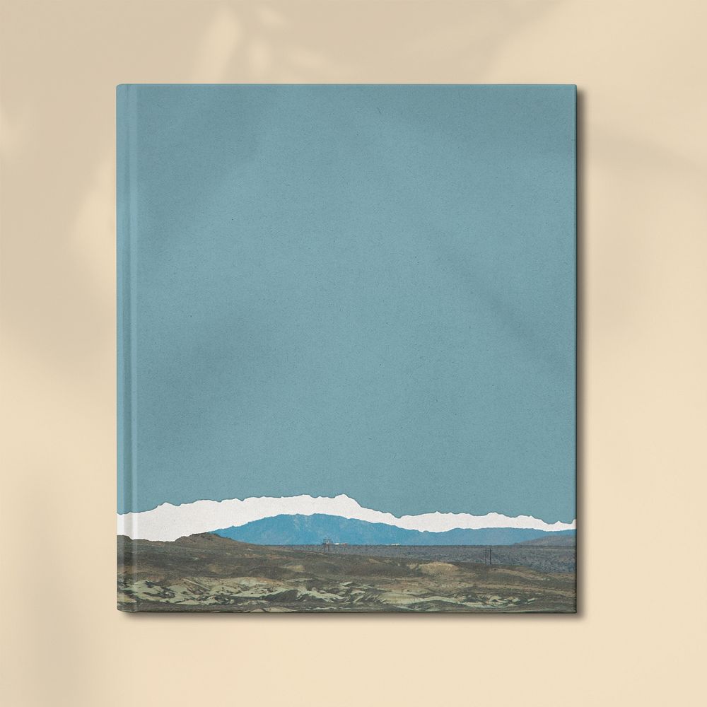 Book cover mockup, seascape editable design