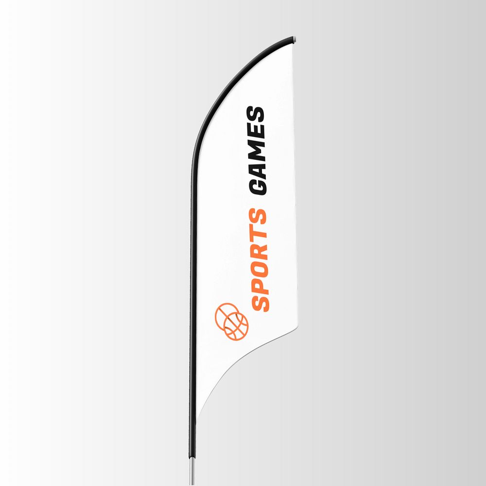 3D feather flag sign mockup, editable design