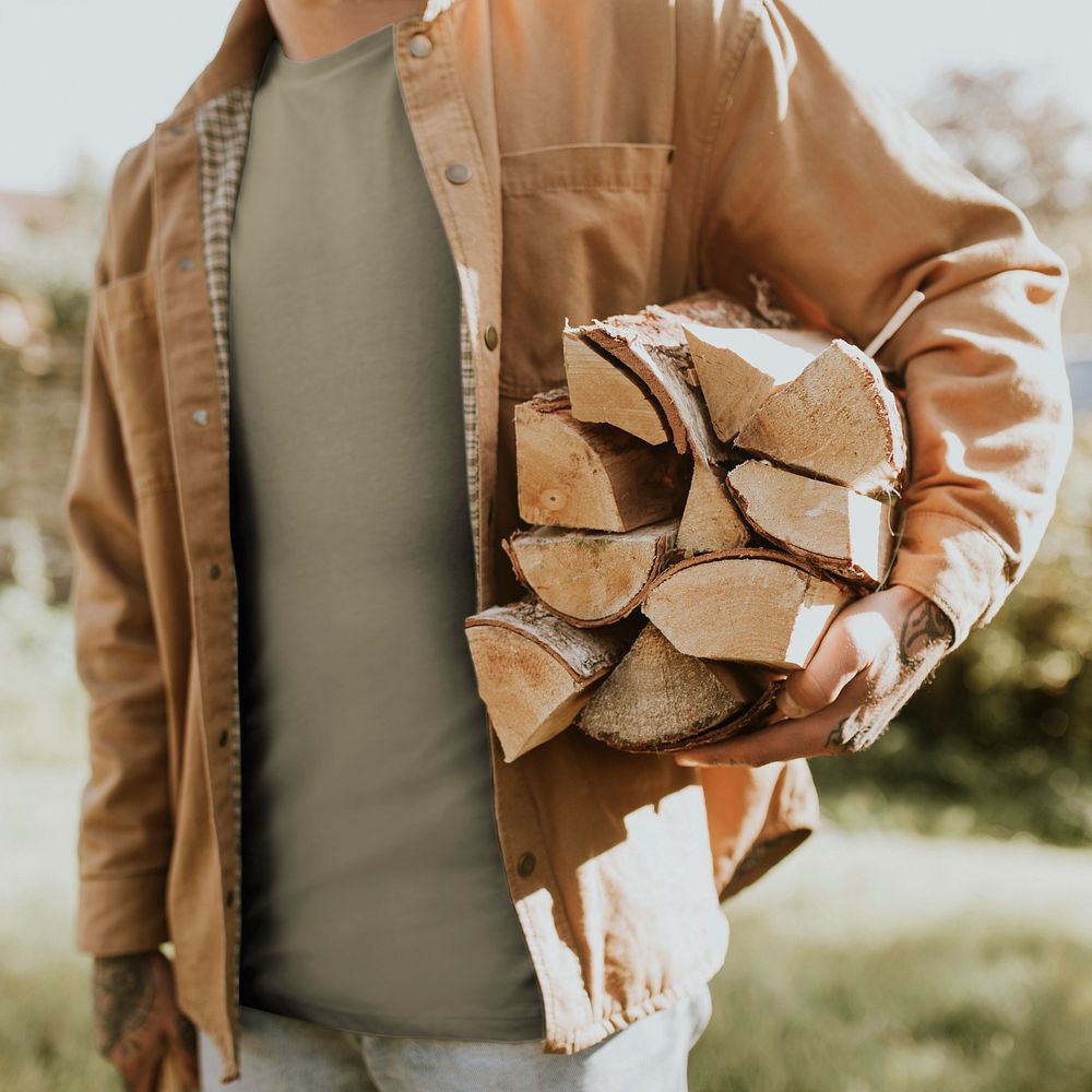 Customizable earth tone t-shirt mockup, fall fashion design