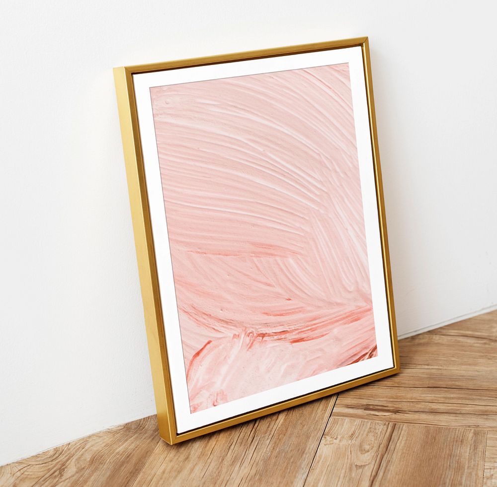 Picture frame customizable  mockup, pink paint texture photo