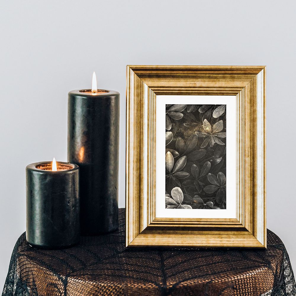 Halloween picture frame mockup, spooky decor