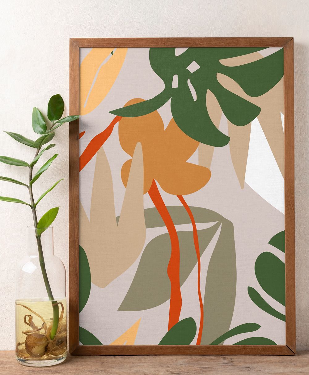 Photo frame mockup, houseplant decor