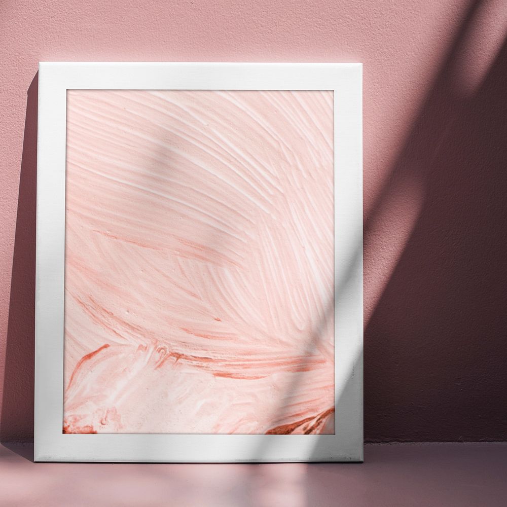 Picture frame mockup, pink paint texture photo