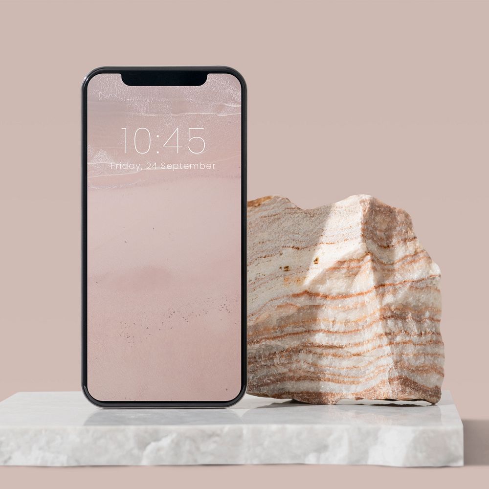 Pink phone mockup screen, editable design